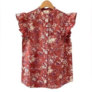 Perry Walker Collective women’s Celia top sz 1 S 2 dusty rose floral cotton NWT